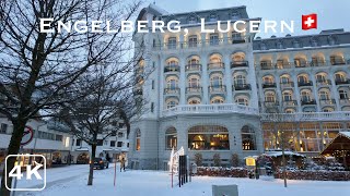 Engelberg Lucerne Switzerland 🇨🇭 Swiss village winter walk  4K [upl. by Eillek]