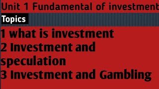 UNIT 1 Fundamental of investment theory [upl. by Fabri]