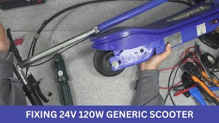 Fixing Chinese 24V 120W electric scooter ZL07A no reaction to power driving without throttle [upl. by Leban229]