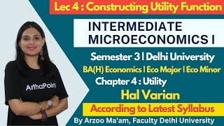 Intermediate Microeconomics 1  Varian Ch 4  Constructing Utility Function  EcoH  Major  Minor [upl. by Esiocnarf]