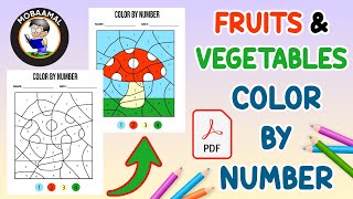 Fruits and Vegetables Coloring Pages  Color By Number Printable Colour By Numbers PDF For Kids [upl. by Arreic]