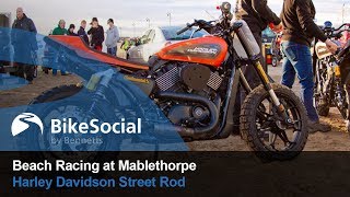 Beach Racing at Mablethorpe on a Harley Davidson Street Rod  BikeSocial [upl. by Airtina]