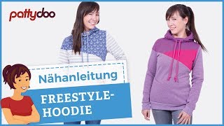 Freestyle Hoodie  Kapuzenpullover mit TeilungPatchwork aus Sweat nähen [upl. by Leahcir404]