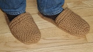 How to crochet mens slippers  video tutorial for beginners [upl. by Raf]