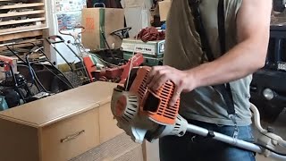 Starting A quotDestroyedquot Stihl FS90R String Trimmer [upl. by Tania539]