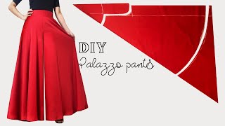 Very Easy Circular Palazzo Pants Cutting and Stitching  DIY umbrella palazzo for beginners [upl. by Adlaremse722]