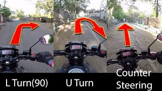 How To Turn A Motorcycle Properly  UTurn  L Turn90  Counter SteeringHindi [upl. by Giovanni815]