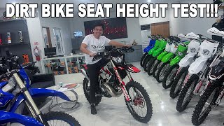 Seat Height Test on Rieju Sherco Yamaha Kawasaki and Honda Dirtbikes at DIRT MANIA [upl. by Branca]