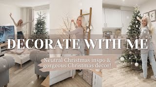 DECORATING FOR CHRISTMAS Living room styling  Neutral Christmas decor  Holiday decorating 2023 [upl. by Ielhsa]