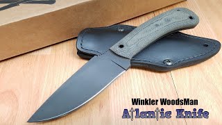 WINKLER KNIVES II WOODSMAN BLACK MICARTA HANDLE FIXED BLADE KNIFE  SHEATH 026 [upl. by Auqenes]