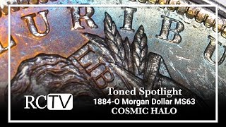 Toned Spotlight 1884O Morgan Dollar MS63 “Cosmic Halo” [upl. by Rehpitsirhc]