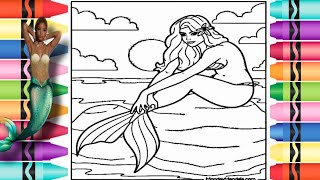 Halle Bailey Mermaid  The Little Mermaid cartoon  episode25  Colouring 🌈✨ craft [upl. by Elleraj564]