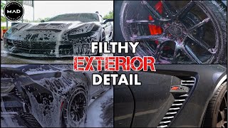 Deep Cleaning A Filthy Chevy Corvette Zo6 Supercharged  Exterior Car Detailing Car Wash [upl. by Frulla]