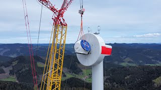 Wind farm Hohenlochen  Enercon E138 EP3  Part2 Mounting the nacelle stator rotor and hub [upl. by Wooster346]