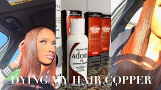 DYING MY NATURAL HAIR  WEAVE COPPER W LOREAL HICOLOR HILIGHTS NO BLEACH NEEDED [upl. by Ilram]