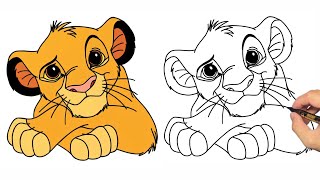 How to Draw Simba The Lion king [upl. by Hooper]