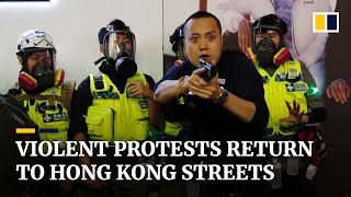 Coronavirus Hong Kong antigovernment protests and violent clashes return amid Covid19 epidemic [upl. by Lledniw542]