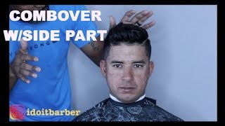 BARBER TUTORIAL  DROP FADE COMBOVER WSIDE PART DETACHABLE BLADES [upl. by Eelyac]