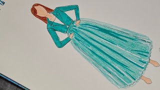 Fashion illustration 4  tutu skirt and crop blazer [upl. by Podvin]