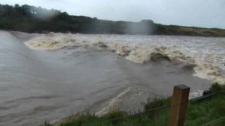 Coquet River in full flood 25th Sep 2012 warkworth Wear Amble Northumberland Morpeth Floods at 5pm [upl. by Holman12]