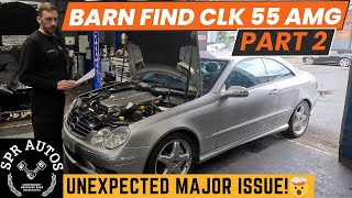 BARN FIND LOW MILEAGE MERCEDES w209 CLK 55 AMG PART 2 TURNS INTO A DISASTER NOT GOOD NEWS 🤯 [upl. by Notrem861]