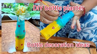 DIY bottle planter  Bottle decoration ideas  Home decor  DIY tips  viral DIY [upl. by Loux]