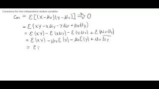 Covariance for Two Independent Random Variables [upl. by Nnyre]