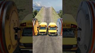 Cars amp School Bus vs Chained Hydraulic Crush  BeamNGDrive [upl. by Arahsit]