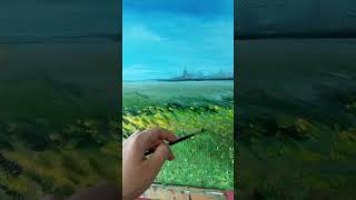 oil drawing field of flowers painting oilpainting artist drawing artwork [upl. by Nospmoht]