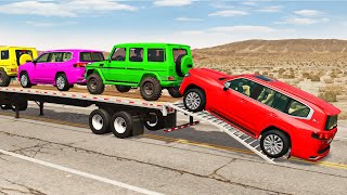 Flatbed Truck Mcqueen  Transportation with Truck  Pothole vs Car 188  BeamNGDrive [upl. by Nnylatsyrc]