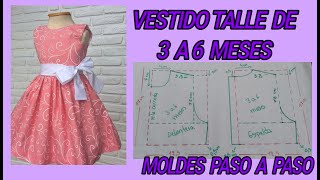 COMO HACER VESTIDO EN TALLE DE 3 A 6 MESES 💖💖 MOLDES PASO A PASO 💖💖SUSCRIBETE [upl. by Lucania]