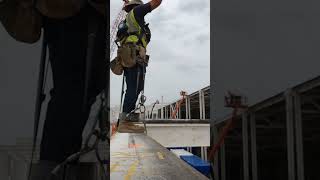 Ironworkers filling bays ironworker crane welding construction steel [upl. by Secundas]