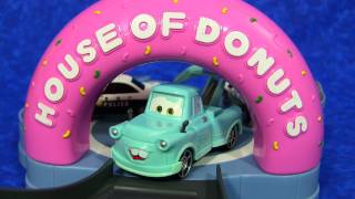 DisneyPixar Cars Toon Tokyo Mater House of Donuts Playset ToyPitStop Cars [upl. by Dahle855]