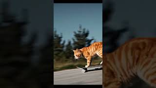 Cat on a skateboard cat skateboarding [upl. by Susejedesoj307]