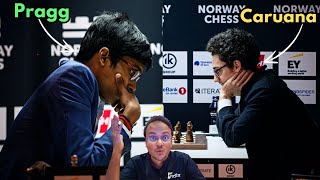 Praggnanandhaa grinds down world no2 Fabiano Caruana  Norway Chess 2024 [upl. by Lenee]