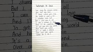 WOMAN IN LOVE  Song lyrics  handwriting  lyrics handwriting shorts [upl. by Ela]