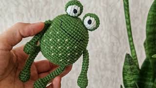 Little crochet frog  Free amigurumi frog pattern [upl. by Elbertine734]