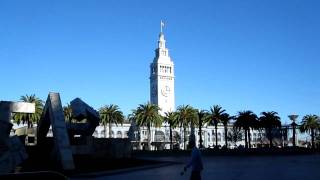 Ferry Building Clock Tower San Francisco California Vaillancourt Fountain [upl. by Bez]