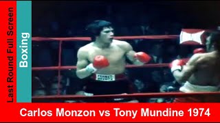 Carlos Monzon vs Tony Mundine Widescreen Color Fight Highlights amp Knockout Title Boxing Match 1974 [upl. by Ardnalahs]