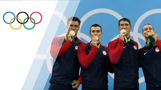 USA takes gold in Mens 4x100m Freestyle Relay [upl. by Barden]