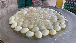 MASSIVE Boiled Egg Fry  50 Eggs Fried on Huge Tawa  Indian Street Food [upl. by Zinck]