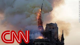 Notre Dame cathedral spire collapses [upl. by Noramac]