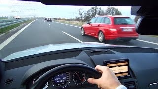 Mercedes C63 AMG Acceleration Kickdown Onboard  Exhaust Sound Beschleunigung Autobahn W204 [upl. by Yonina]