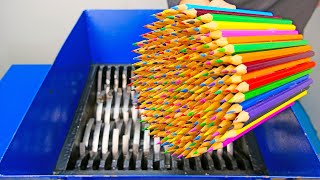 SHREDDING 100 PENCILS WITH INDUSTRIAL SHREDDER [upl. by Katha]