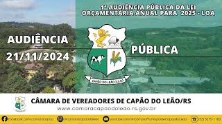 1ª Audiência pública da Lei de Diretrizes Orçamentárias de 2025  LOA [upl. by Ecnarolf]