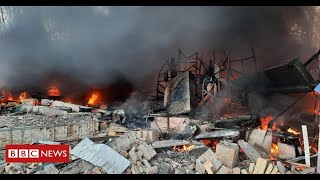 Fireball after Russian missile hits airport in western Ukraine  BBC News [upl. by Aileek183]