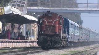 Dust raiser TKD Alco with Sadbhavna Express curves its way through Sarnath at over 100 kmhr [upl. by Ecinnahs423]