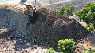 NEW PROJECT THE BEST WORK FAST DOZER CAT​ D6R2 PUSHING CLEARING SOIL MAKE NEW ROAD DAM CONSTRUCTION [upl. by Elawalo855]