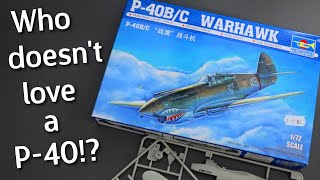 Trumpeter P40BC Warhawk in 172 Scale  Plastic Model Kit Unboxing Review [upl. by Asserat911]