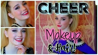 CHEER MAKEUP amp HAIR TUTORIAL  Avrey Ovard [upl. by Danna963]